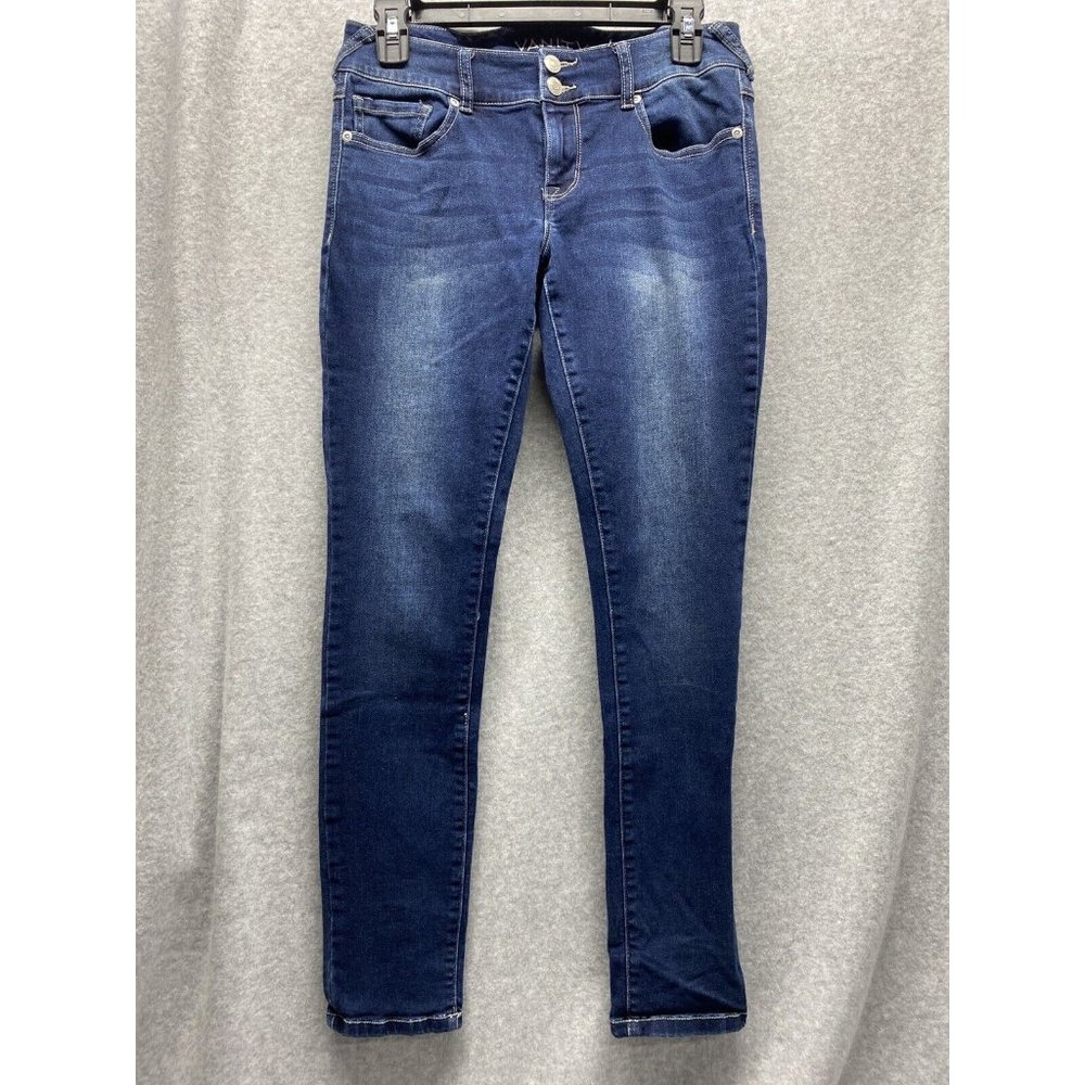Vanity Premium Womens Skinny Jeans Dark Wash Stretch Low Rise Size 28 Short